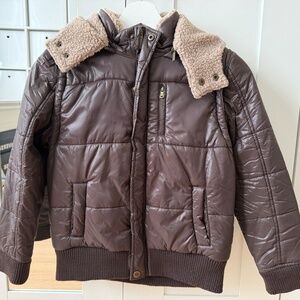 BOYS UGG CONVERTIBLE COAT/JACKET TO VEST - BROWN - SZ 10-12